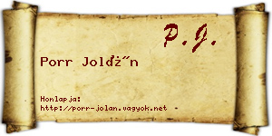 Porr Jolán névjegykártya